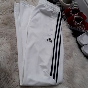 White with black stripes Adidas joggers brand new